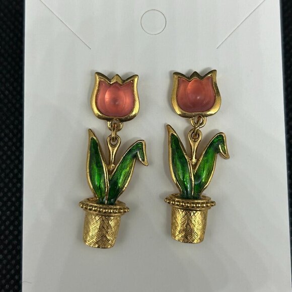 Vintage Avon Lucite Tulip earrings - Picture 1 of 3